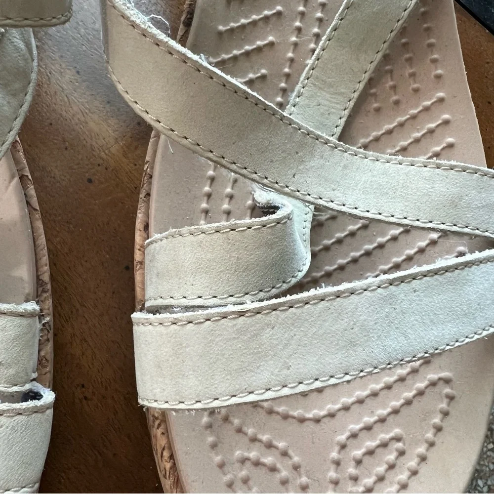 Crocs Leather Strapy Sandals Wedge Heels Sz 9